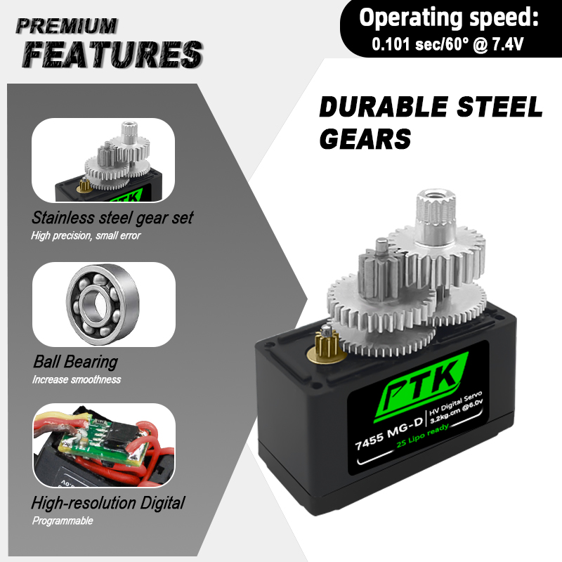 PTK 7455MG-D servo 12g Digital - đánh giá và giá D.A.D Car Accessories